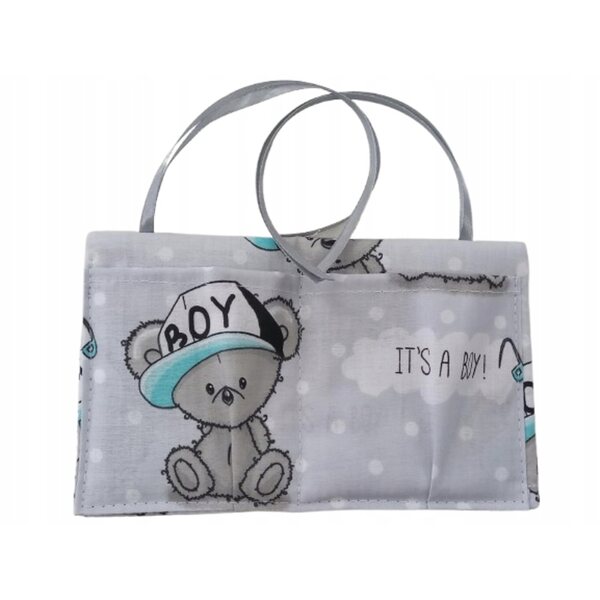 Organizer mini per bambole con tasche e nastri per lettino e culla