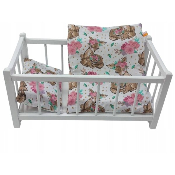 Letto in Legno Bianco per Bambole con Set Completo di Biancheria Scegli il Tuo Stile