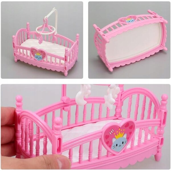 BESTonZON rosa Puppenbett aus Kunststoff für Kinder ab 6 Jahren