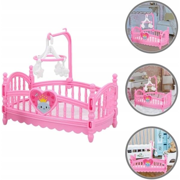BESTonZON rosa Puppenbett aus Kunststoff für Kinder ab 6 Jahren
