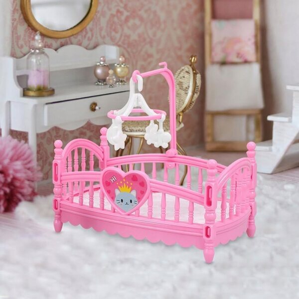 BESTonZON rosa Puppenbett aus Kunststoff für Kinder ab 6 Jahren