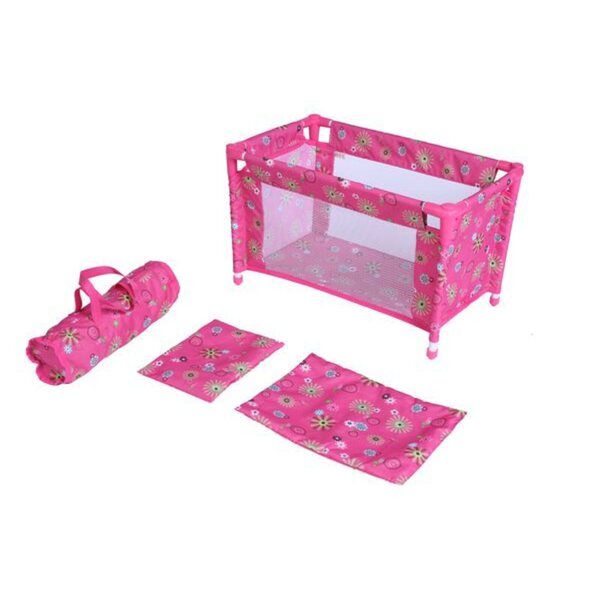Teddies-Puppenbett mit farbiger Tasche, Kissen und Decke