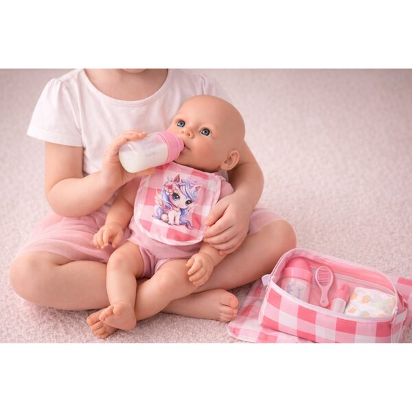 Set Completo per Bambole con Borsa Organizer, Bavaglino e Accessori Rosa