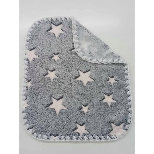 Doppelseitige Fleecedecke für Puppen, grau mit Sternen, 31x24 cm