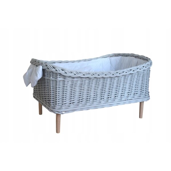Letto in vimini per bambole con biancheria e materasso, per bambole fino a 55 cm