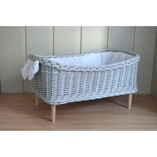 Letto in vimini per bambole con biancheria e materasso, per bambole fino a 55 cm