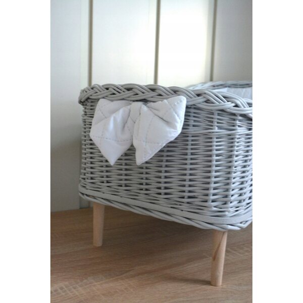 Letto in vimini per bambole con biancheria e materasso, per bambole fino a 55 cm