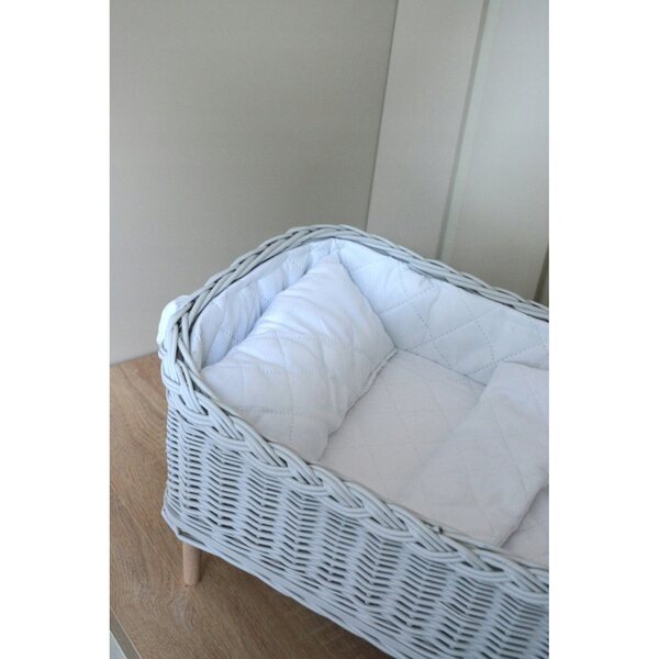 Letto in vimini per bambole con biancheria e materasso, per bambole fino a 55 cm