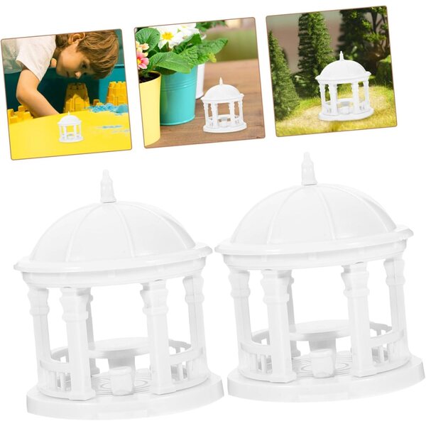 Abaodam 2 Stück Gartendekorationen ABS Mini-Pavillon für Bonsai und Miniaturen