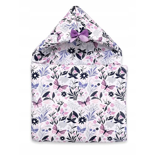 Handgefertigtes Set für Puppen 40-45 cm: Schlafsack und Tasche mit Blumen