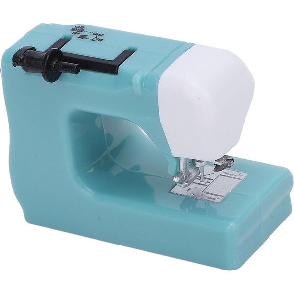 Kleine blaue Miniatur-Nähmaschine für Dekorationen und Sammlungen