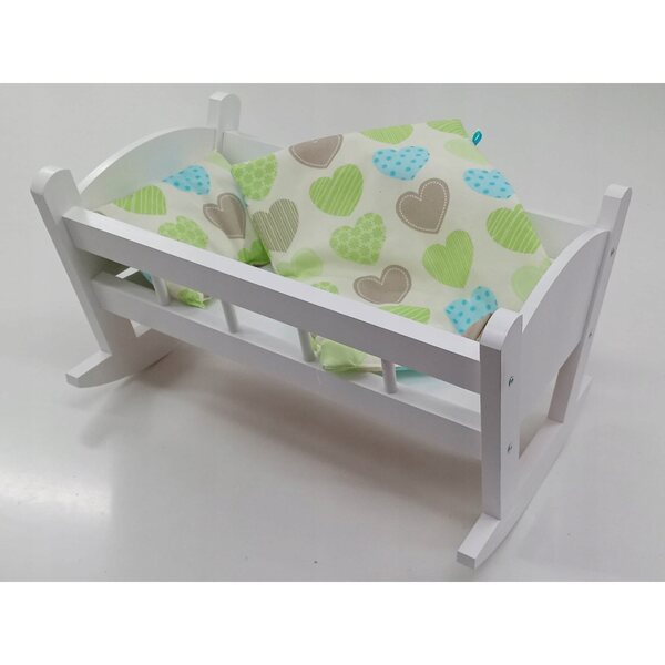 Culla per bambole in legno bianco con lenzuola - set per bambini