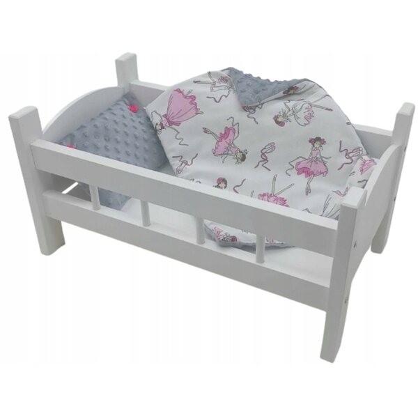 Letto Bianco in Legno per Bambole con Completo di Biancheria - Robusto e Decorativo