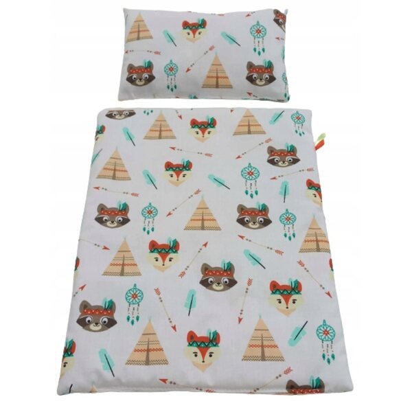 Komplett mit Bettwäsche für 30-cm-Puppen aus hypoallergener und farbiger Baumwolle