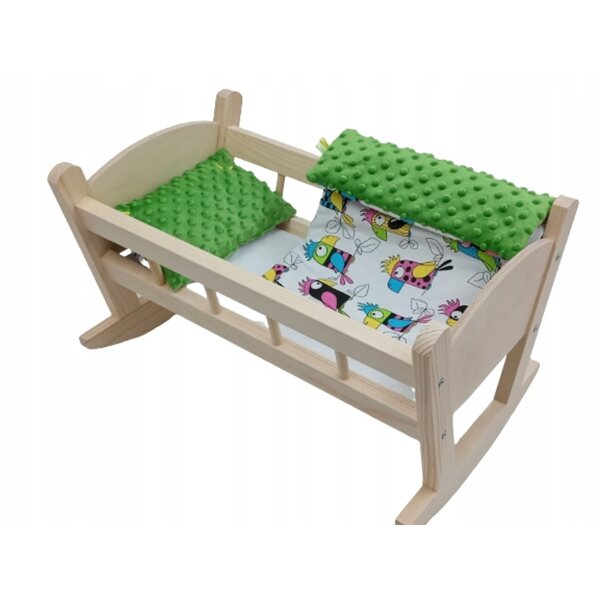 Holzwiege für Puppen mit Laken und Matratze, groß, weiß, 50 cm