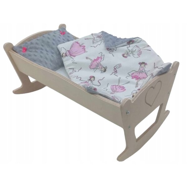 Culla per Bambole con Gessatura e Set di Biancheria Antiallergica 52,5 cm