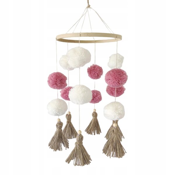 Lettino per neonati stile nordico bianco e rosa con decorazione in legno