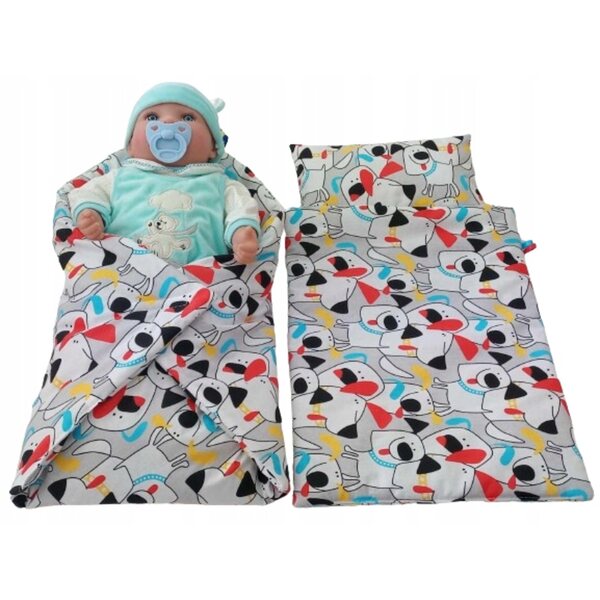 Set und Bettdecke für Puppen aus 100 % Baumwolle mit hypoallergener Polsterung