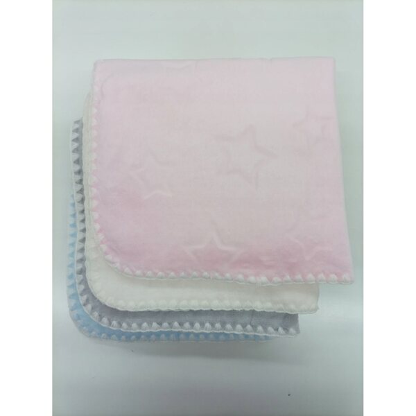 Cremefarbene Strickdecke für Puppe mit Sternenmuster, 53x50 cm