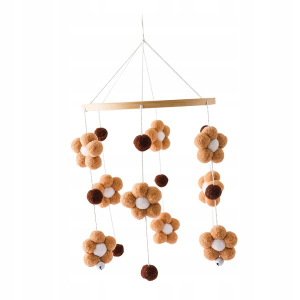 Carillon da culla con pupazzi in legno e tessuto marrone - gioco sospeso per neonati