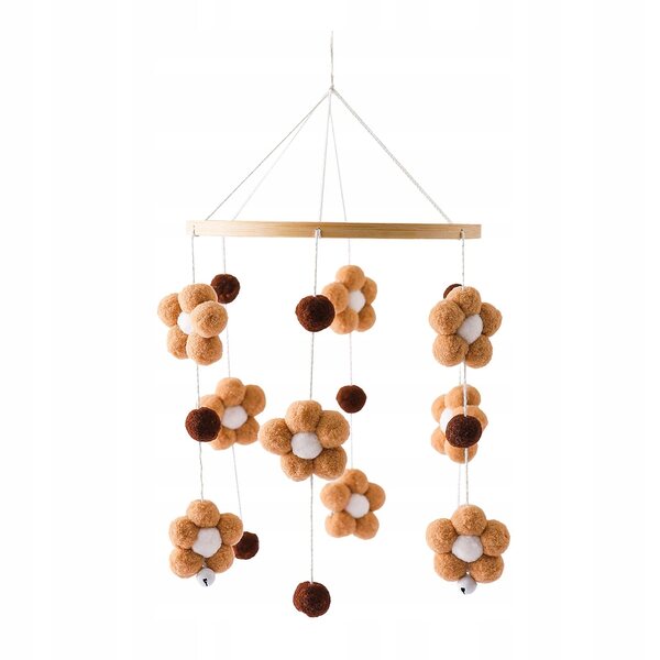 Carillon da culla con pupazzi in legno e tessuto marrone - gioco sospeso per neonati
