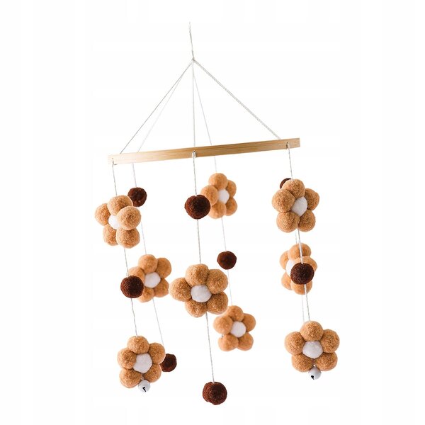 Carillon da culla con pupazzi in legno e tessuto marrone - gioco sospeso per neonati