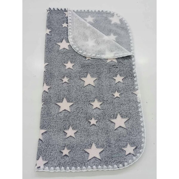 Zachte dubbelzijdige deken voor poppen, 53x50 cm, sterpatroon, gecertificeerd. Oeko-Tex