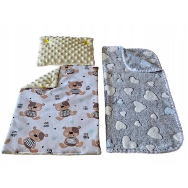 Komplettes Bettwäscheset für Puppen mit Decke, Kissen und weicher Bettdecke