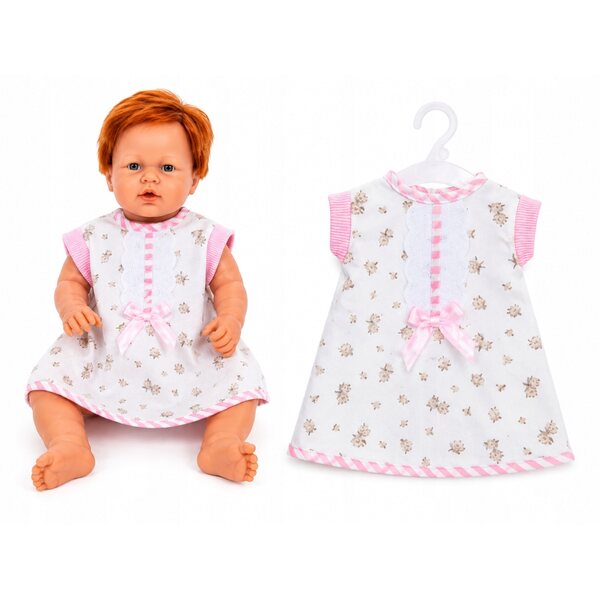 Kleid mit rosa Blumen für 40-45 cm große Puppe, handgefertigt