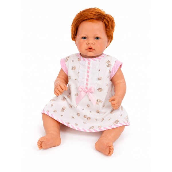 Kleid mit rosa Blumen für 40-45 cm große Puppe, handgefertigt