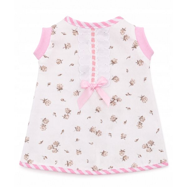 Kleid mit rosa Blumen für 40-45 cm große Puppe, handgefertigt