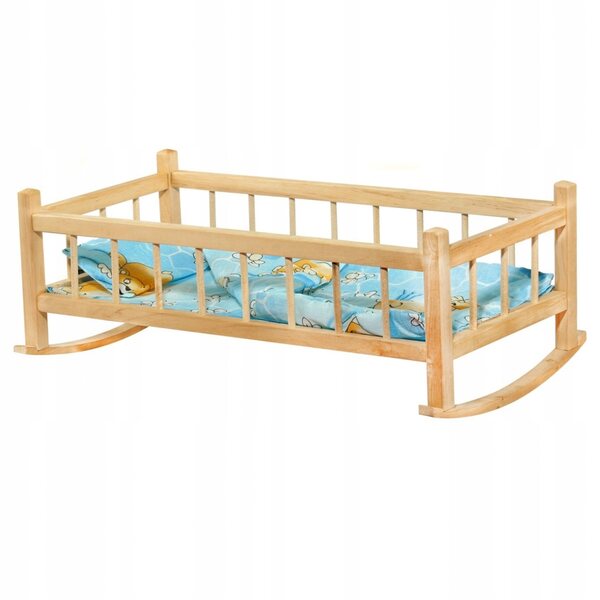 Letto in Legno per Bambole Jokomisiada con Biancheria per Bambini da 3 Anni