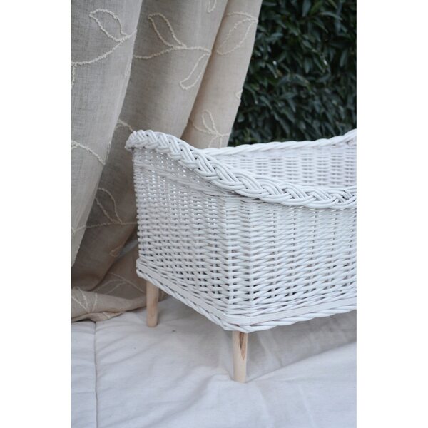 Lettino in Vimini Bianco con Accessori Ecrù per Bambole - Artigianale e Sicuro