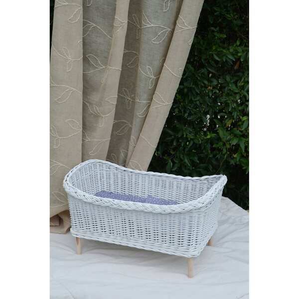 Lettino in vimini per bambole bianco con fantasie grigie - Little Cottage
