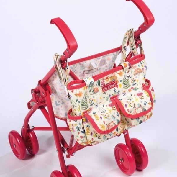 LA NINA Valeria: Borsa passeggino 21x16x10 cm, cotone, rosso