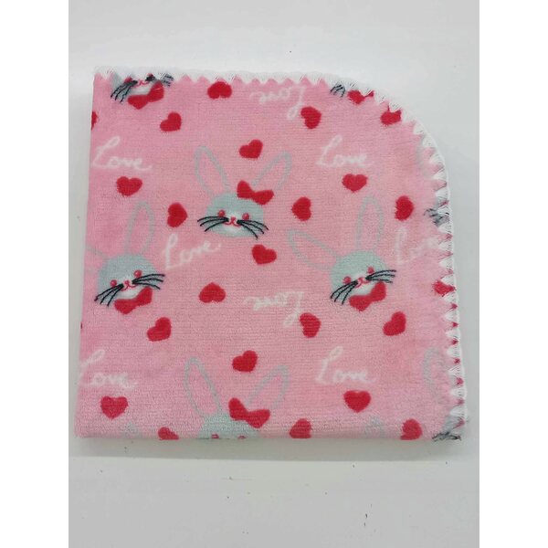 Coperta per bambole soffice, double face, rosa con coniglietti, 50x50 cm