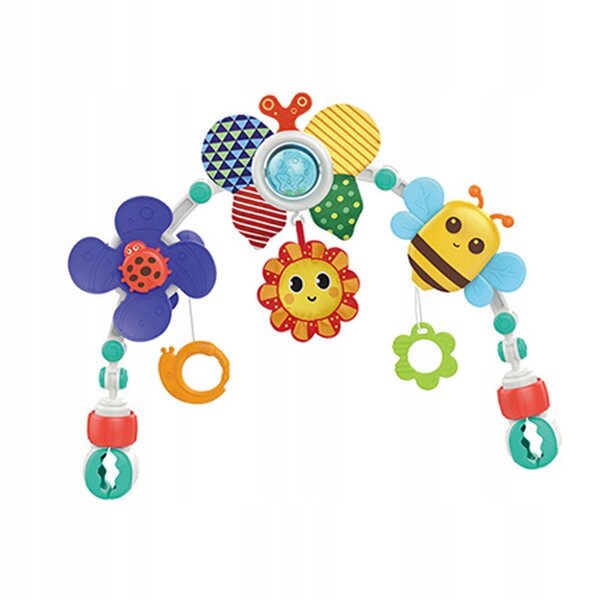 Arco gioco regolabile per passeggino con clip e giochi sensoriali per bambini