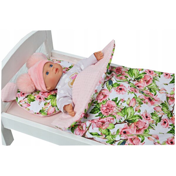 Puppenbettwäscheset aus 100 % Baumwolle mit weicher Decke und Kissen