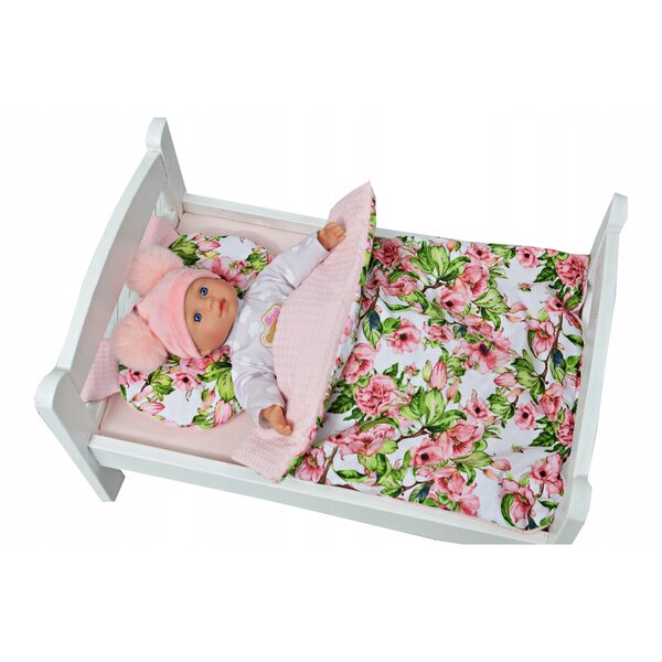 Puppenbettwäscheset aus 100 % Baumwolle mit weicher Decke und Kissen