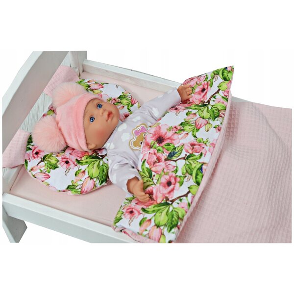 Puppenbettwäscheset aus 100 % Baumwolle mit weicher Decke und Kissen