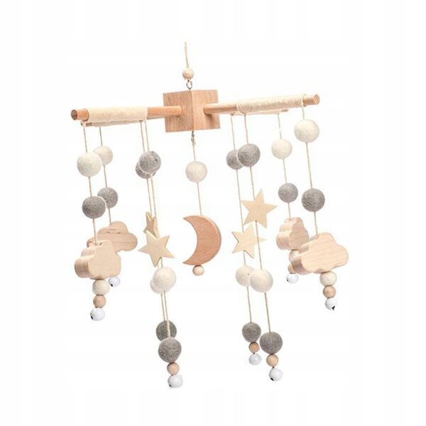 Giocattolo Mobile Per Lettino Neonati in Legno con Campanellini Decorativi