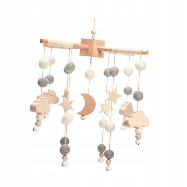 Giocattolo Mobile Per Lettino Neonati in Legno con Campanellini Decorativi