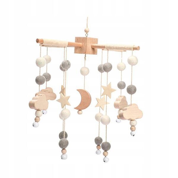 Giocattolo Mobile Per Lettino Neonati in Legno con Campanellini Decorativi