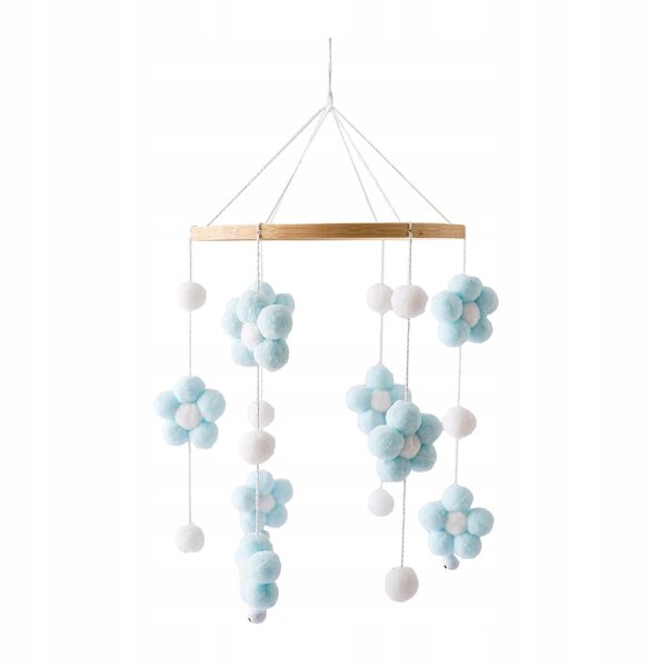 Hängespielzeug für Babybetten mit rotierender Bewegung und zartblauem Design