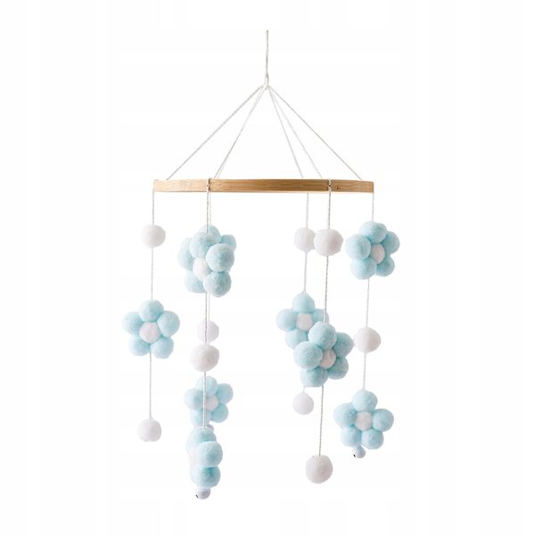 Hängespielzeug für Babybetten mit rotierender Bewegung und zartblauem Design