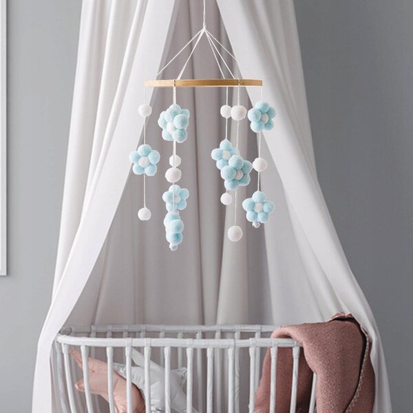 Hängespielzeug für Babybetten mit rotierender Bewegung und zartblauem Design