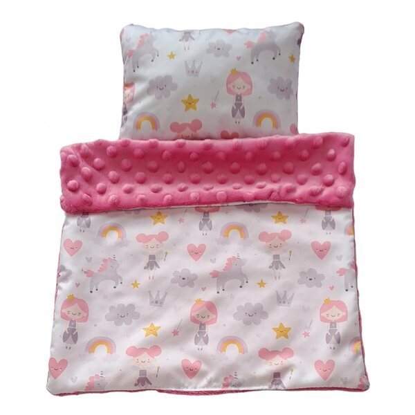 Komplettes Set Minky-Bettwäsche für Puppen: Decke und Kissen für den Kinderwagen