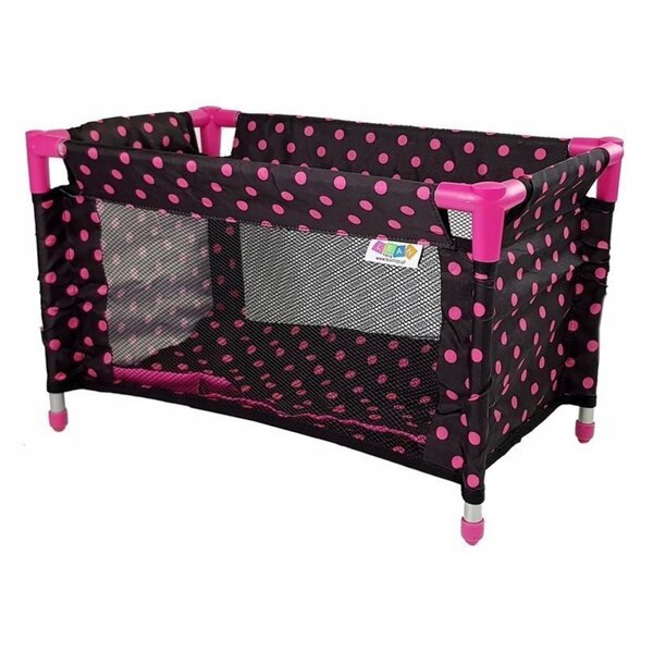 Letto per Bambole Alice Nero e Rosa con Porta Trasportabile e Accessori