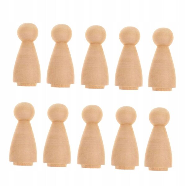 Set 10 Corpi di Bambole in Legno Naturale da Decorare 5,8x2,5 cm