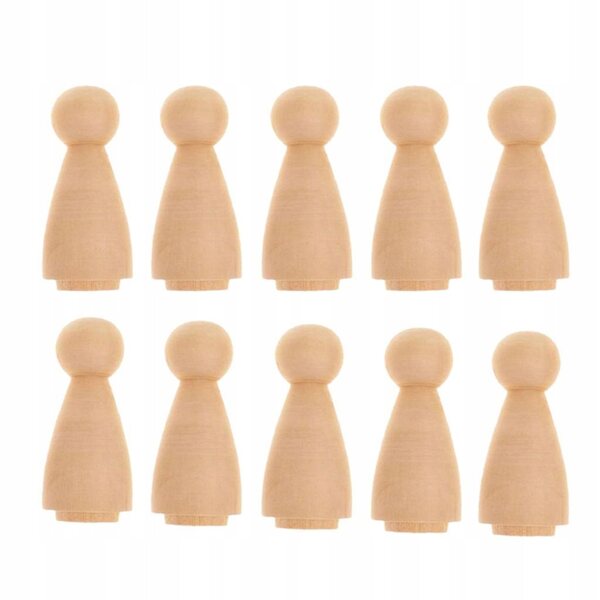 Set 10 Corpi di Bambole in Legno Naturale da Decorare 5,8x2,5 cm